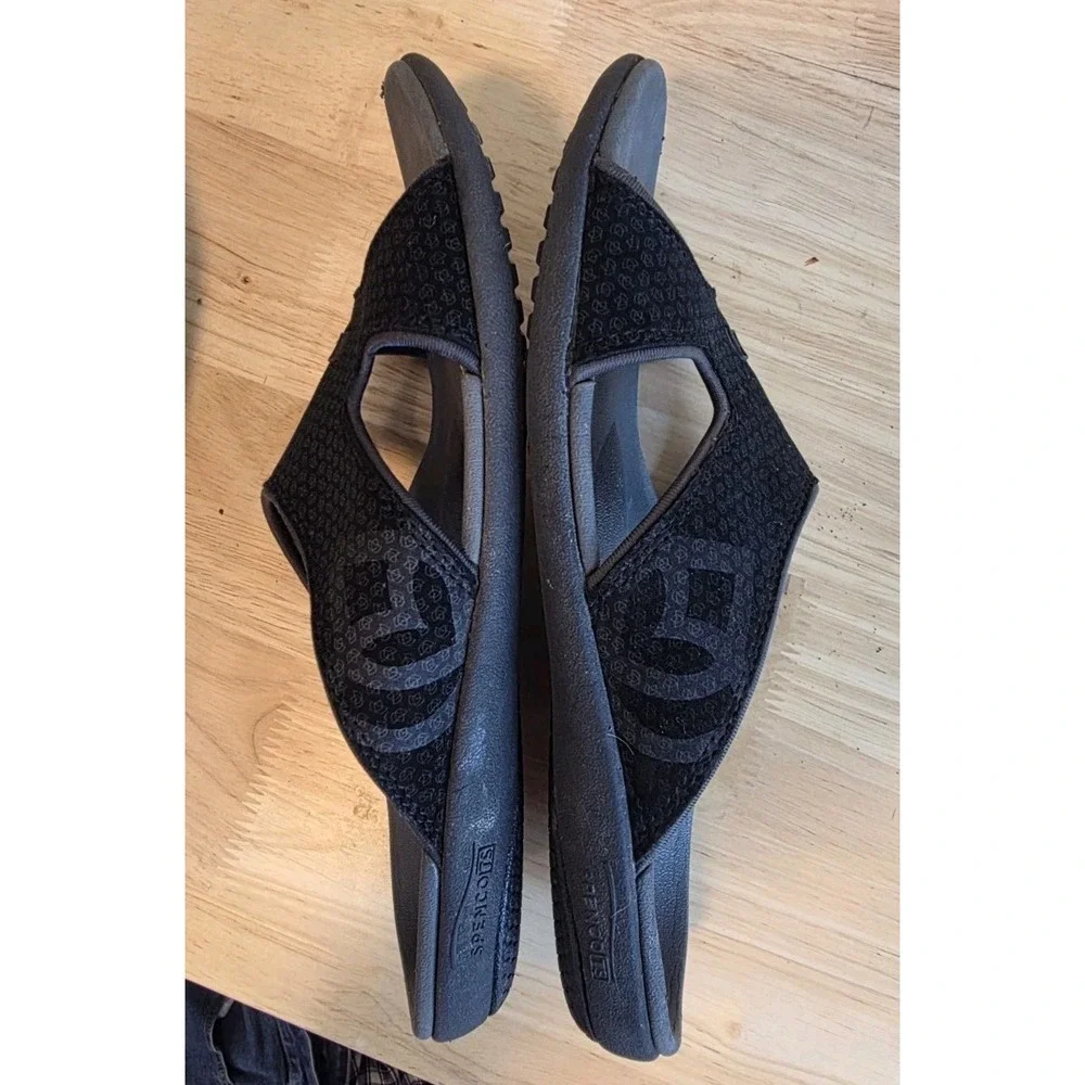Spenco Kholo Slide Sandals Women's 7 Slip-On Arch Support Orthotic Black/Gray
